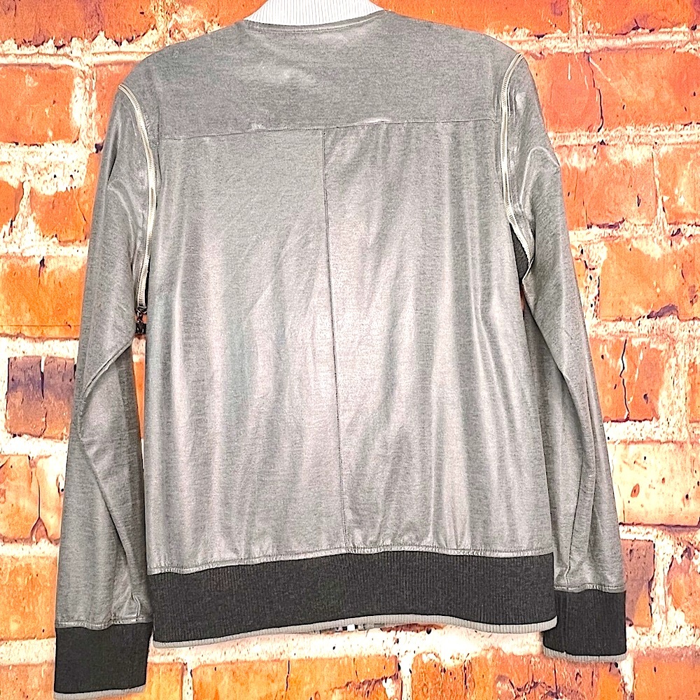Unique Men’s Zara Man Gray Metallic Bomber Style Jacket With Zip Off Sleeves. - Picture 2 of 9